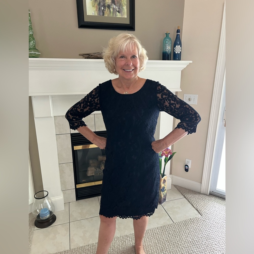Talbots size 10 lace dress. Navy blue. Beautiful for special occasions.